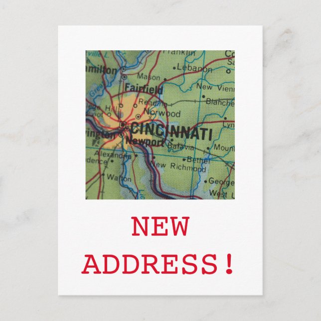 Carte Postale Faire-part Annonce de la nouvelle adresse de Cincinatti (Devant)