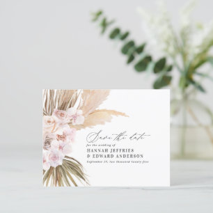 Carte Postale Faire-part Annonce de mariage moderne bohème avec herbe de pa
