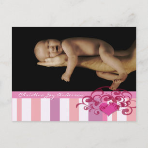 Carte Postale Faire-part Annonce de Naissance Bébé Fille -