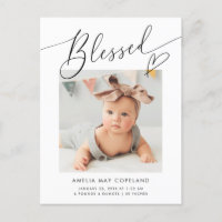 Annonce de naissance bébé photo cœur minimaliste b