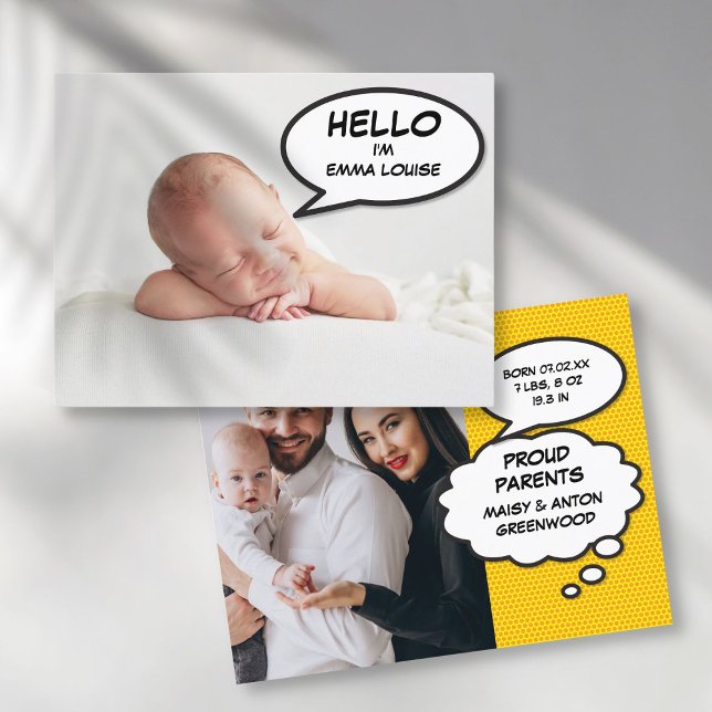 Carte Postale Faire-part Annonce de naissance de bébé photo simple moderne (Simple Modern Photo Baby Birth Announcement)