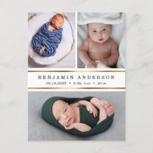 Carte Postale Faire-part Annonce de Naissance de Bébé Remerciement Photo