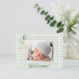 Carte Postale Faire-part Annonce de naissance genre neutre une photo Gingha