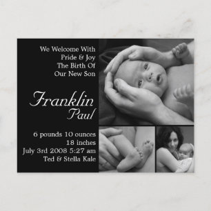 Carte Postale Faire-part Annonce de naissance personnalisable Personnalisé