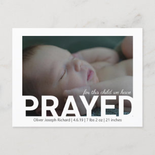 Carte Postale Faire-part Annonce de Naissance Pour Cet Enfant Nous Avons Pr