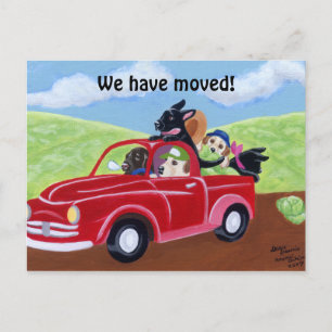 Carte Postale Faire-part Annonce de nouvelle adresse des Red Truck Labrador