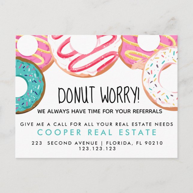 Carte Postale Faire-part annonce de recommandations de beignets immobiliers (Devant)