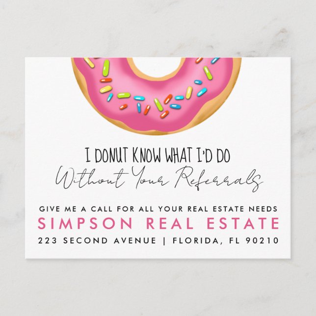 Carte Postale Faire-part annonce de recommandations de donut immobilier (Devant)
