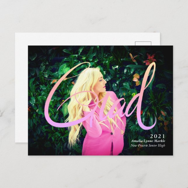 Carte Postale Faire-part Annonce de remise de diplôme avec superposition né (Devant / Derrière)