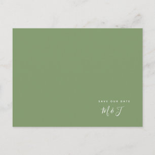 Carte Postale Faire-part Annonce Simple de Mariage Vert Save the Date