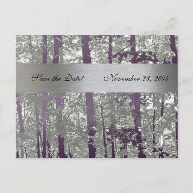 Carte Postale Faire-part Antique Argent Lapis Métalliques Arbres Enregistre (Devant)