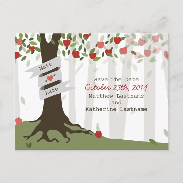 Carte Postale Faire-part Apple Orchard Automne Mariage d'automne Enregistre (Devant)