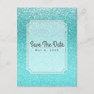 Carte Postale Faire-part Aqua Sea Blue Parties scintillant Sparkle Party En