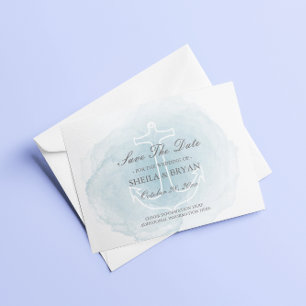 Carte Postale Faire-part Aquarelle Ancre Nautique Enregistrer La Date Post