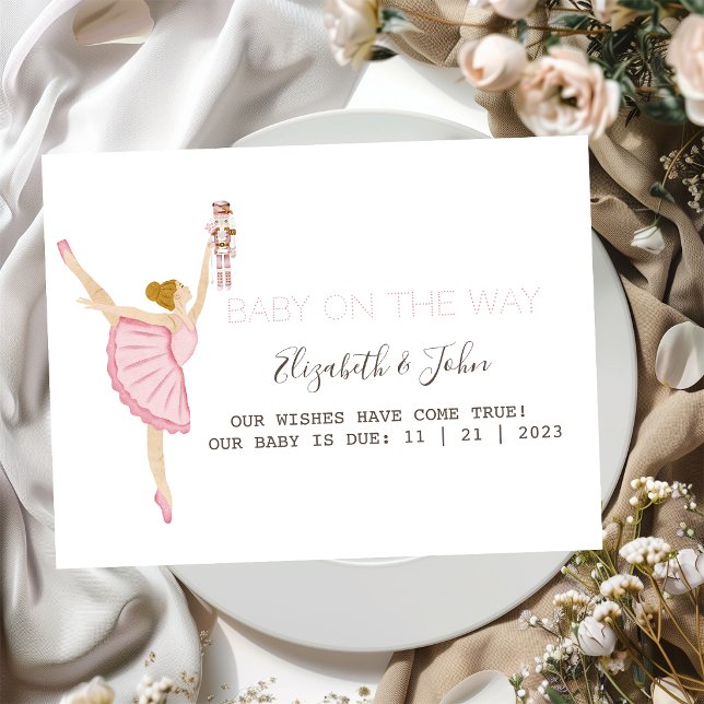 Carte Postale Faire-part Aquarelle Ballerina Nutcracker rose (Créateur téléchargé)