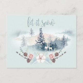 Carte Postale Faire-part Aquarelle Bois Deer