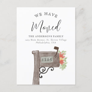 Carte Postale Faire-part Aquarelle Boîte aux lettres en bois Nouvelle maiso