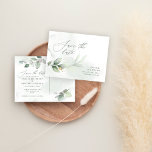 Carte Postale Faire-part Aquarelle botanique mariage d'or eucalyptus<br><div class="desc">Etherial aquarelle eucalyptus feuillage botanique et mariage à effet or métallique enregistrer la date invitation. Avec de beaux détails aquarelle. Cette invitation de mariage moderne est sûr de définir le style pour votre grand jour.</div>