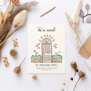 Carte Postale Faire-part Aquarelle Brown porte Joueuse Nous avons déménagé