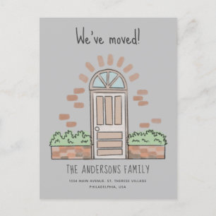 Carte Postale Faire-part Aquarelle Brown porte Joueuse Nous avons Déplacé G