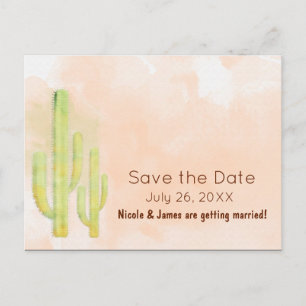 Carte Postale Faire-part Aquarelle Cactus Sud-Ouest Enregistrer La Date