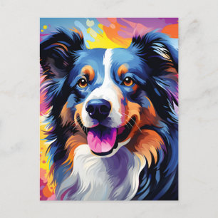 Carte Postale Faire-part Aquarelle Chien Soleil Heureux