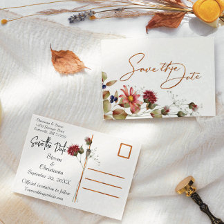 Carte Postale Faire-part Aquarelle colorée Fleur sauvage de marguerite