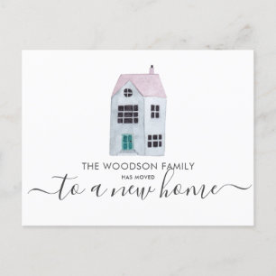 Carte Postale Faire-part Aquarelle Cute Nouveau Accueil Déménagement Change