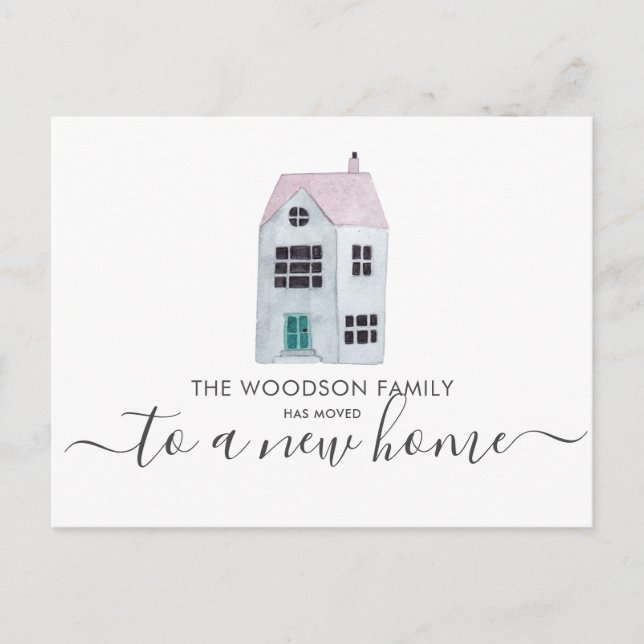 Carte Postale Faire-part Aquarelle Cute Nouveau Accueil Déménagement Change (Devant)
