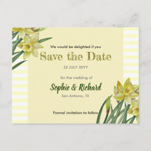 Carte Postale Faire-part Aquarelle Daffodils Portrait Fleur Enregistrer La