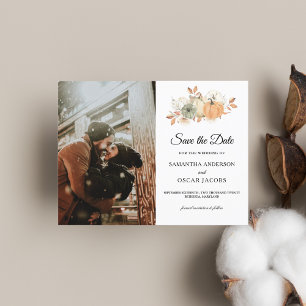 Carte Postale Faire-part Aquarelle d'automne Citrouilles et fleurs