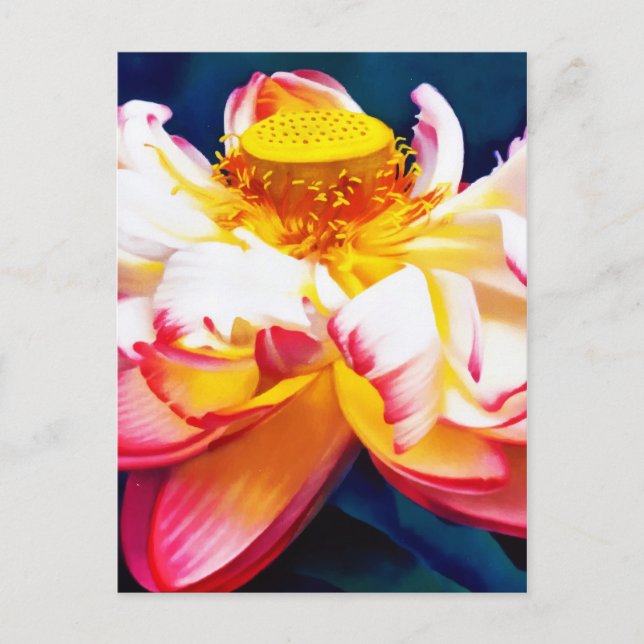 Carte Postale Faire-part Aquarelle de fleurs de lotus rose Zen (Devant)
