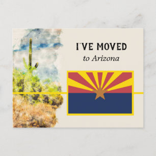 Carte Postale Faire-part Aquarelle du cactus saguaro Drapeau de l'Arizona J
