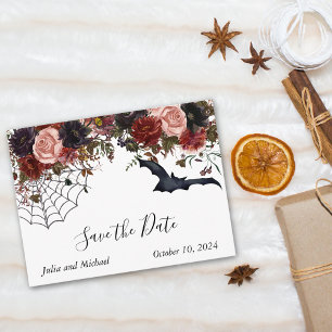 Carte Postale Faire-part Aquarelle Enregistrer la date Halloween Floral Aut