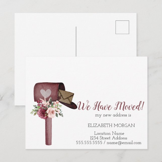 Carte Postale Faire-part Aquarelle Fleurs de boîte aux lettres que nous avo (Devant / Derrière)