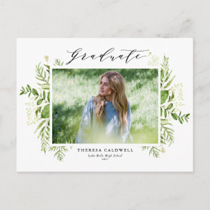 Carte Postale Faire-part Aquarelle Foliage Horizontal Photo Graduation