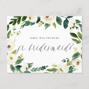 Carte Postale Faire-part Aquarelle Hiver Floral Wreath Junior Bridesmaid