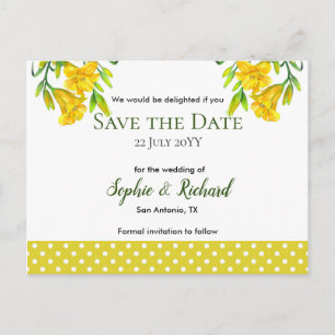 Carte Postale Faire-part Aquarelle Jaune Lys Jaune Enregistrer La Date