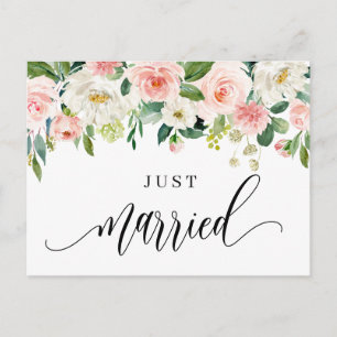 Carte Postale Faire-part Aquarelle Jolie Fleurs De Ressort Juste Marié