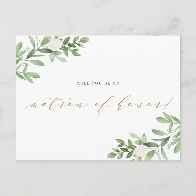 Carte Postale Faire-part Aquarelle La verdure vous serez mon maître d'honne (Devant)