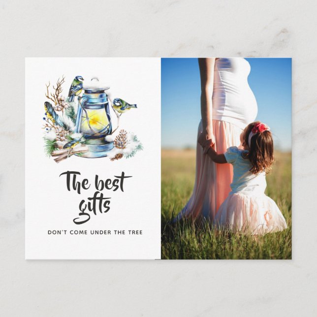 Carte Postale Faire-part Aquarelle lanterne de Noël Attente photo (Devant)