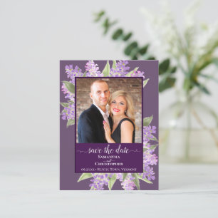 Carte Postale Faire-part Aquarelle Lilacs Mariage Enregistrer la date Photo
