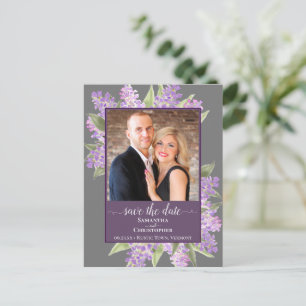 Carte Postale Faire-part Aquarelle Lilacs Mariage Enregistrer la date Photo