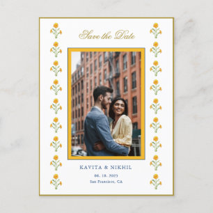 Carte Postale Faire-part Aquarelle marigold Photo Enregistrer la date