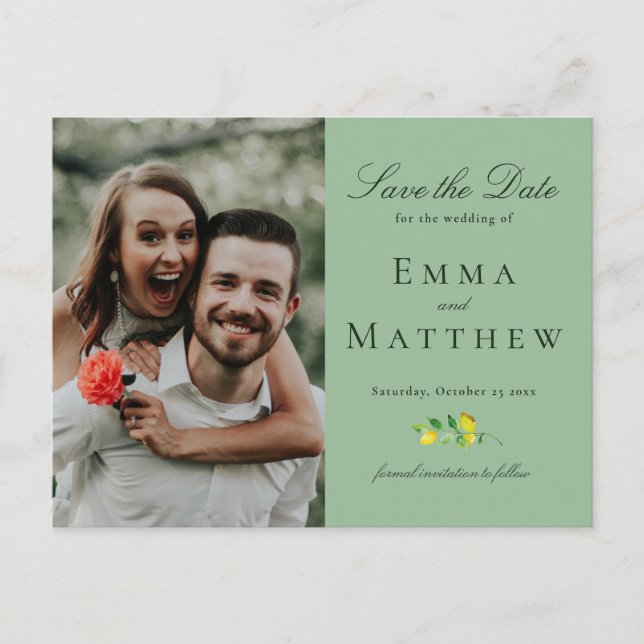 Carte Postale Faire-part Aquarelle MInimalist citron photo (Devant)