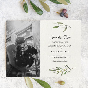 Carte Postale Faire-part Aquarelle moderne Branche d'olive verte