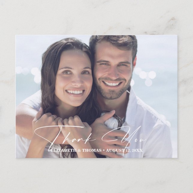 Carte Postale Faire-part Aquarelle moderne Mariage photo Dusty Blue ID816 (Devant)