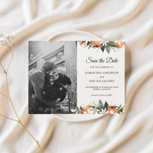 Carte Postale Faire-part Aquarelle moderne Orange & Beauté Feuille