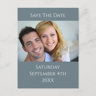 Carte Postale Faire-part Aquarelle Palmes et Mariage d'ardoise