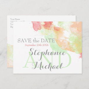 Carte Postale Faire-part Aquarelle papillon arc-en-ciel Sherbet SavetheDate